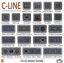C-Line Metal Grey Frame Socket & Switch Kits - Motorhome Campervan Caravan Boat