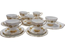 Crown Staffordshire Clare Bone China Tea & Cake Set 6 Yellow Floral 2702 PPWH