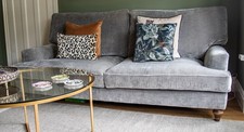 Grey Velvet Barker and Stonehouse 3 Seater Sofa