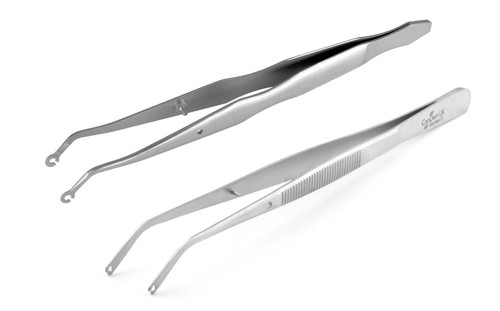 Corn suture angled tweezer - suture,