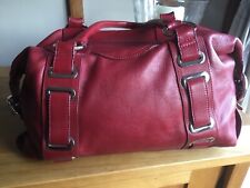 Oroton Red Leather Bowling Handbag