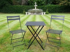 Black Metal French Cafe Style Garden Patio Bistro Set Folding Chairs & Table