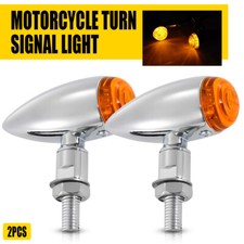 2X Chrome Motorcycle Turn Signal Light Big Bullet Indicators Blinker Amber Lamp