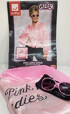 Grease Pink Ladies Jacket Fancy Dress Costume Glasses,Neck Scarf Smiffys Size XS