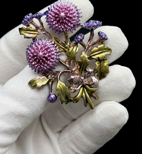 Purple thistle brooch - thistle,