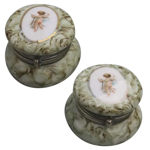 Pair antique porcelain - a, of