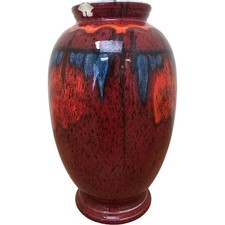 POOLE Pottery Vase Red Blue Drip Glaze Decorative Collectible England TH