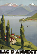 Vintage French Travel Poster Lake D'Annecy South France Tourism Print TT46