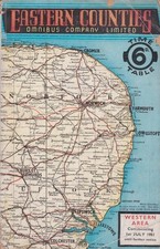 EASTERN COUNTIES BUS TIMETABLE BOOK WESTERN AREA JUL 1951 WITH ROUTE MAP