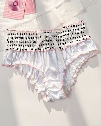 Satin knickers white - white, black