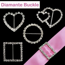 Rhinestone Diamante Crystal Buckle Ribbon Sliders Valentine Wedding Card Decor