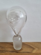 Antique HAND BLOWN Clear HOLLOW GLASS Decanter/Bottle STOPPER -107mm (132)
