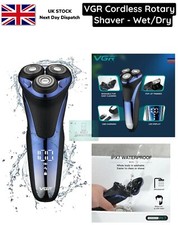 Electric Shaver Wet Dry Rotary Shaving Razor with Pop-up Trimmer Mens UK