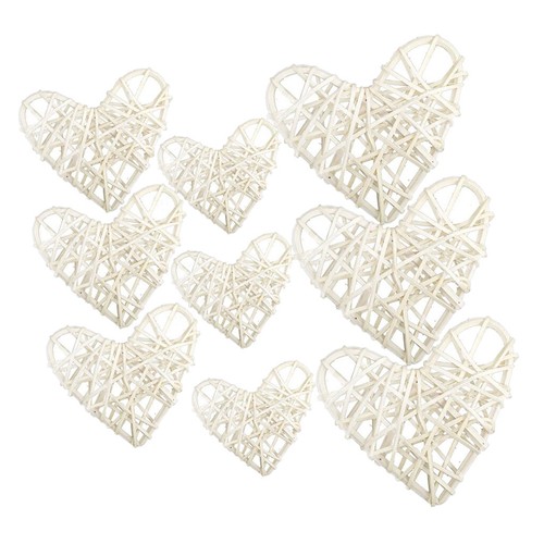 9pcs natural heart wicker - natural,