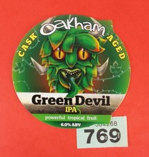 Beer Pump Clip Badge   Oakham Ales Brewery   Cambridgeshire   Green Devil