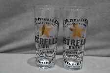 2x Estrella Damm Half Pint 10oz Beer Glass Laser Nucleated Barcelona Spain M20