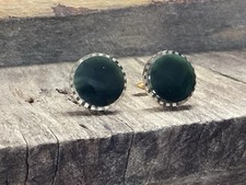 Vintage Swank Karat Mark Jade Cufflinks Diamond Cut Border