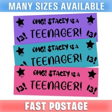 OMG! TEENAGER 13th Personalised Happy Birthday Party Banner Kids Oh My God