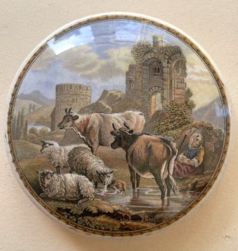 Antique prattware pot - prattware, lid