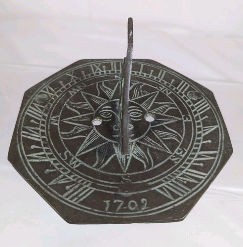 Vintage brass sundial compass - brass,