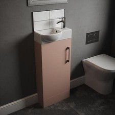 Pastille Floorstanding Compact Cloakroom Vanity Unit with Basin 400mm-Handles
