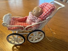 Vintage White Metal Baby Buggy