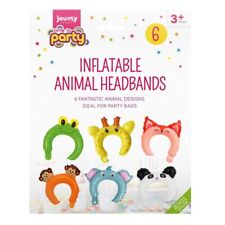 6 Inflatable Animals Headbands Blow Up Jungle Safari Party Bag Fillers Props