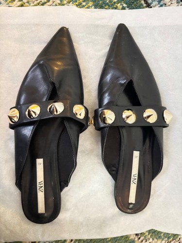 Zara studded leather pointed - leather,