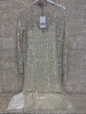 BNWT Women's Zara cream sequin