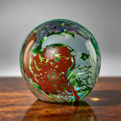 Mdina glass paperweight with - mdina,