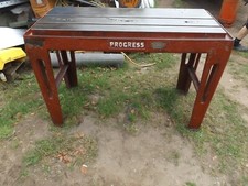 old Vintage Progress Surface Plate work bench With T Slots very rare barn find