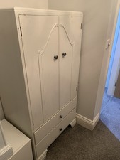 Small Tallboy Wardrobe Vintage With Dressing Table and Chair. 