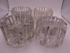 4 Antique pressed glass piano castor cups/candle holder (as found)