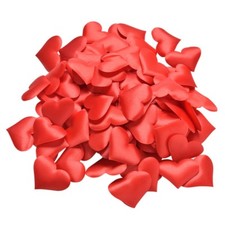 RED SATIN PADDED FABRIC LOVE HEART ARTS AND CRAFT EMBELLISHMENT CARD DECORATION 