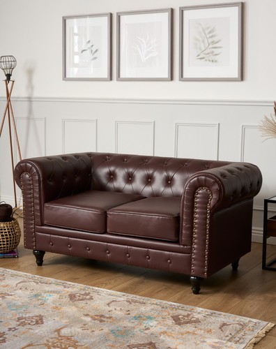 Chesterfield sofa suite brown - sofa,