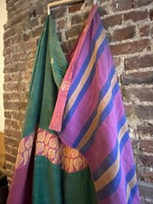 Vintage Old Indian Cotton Sofa Throw Bed Spread  Stitched Boho Hippy Folk Unique