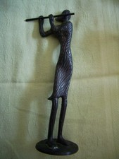 Vintage Solid Brass With Bronze Finish Lady Flute Player.