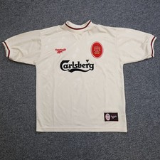 Vintage Liverpool Shirt Medium Beige Away Kit 1996 1997 Reebok Jersey 38/40 90s