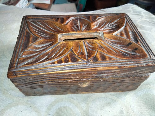 Vintage hand made wooden money - made,