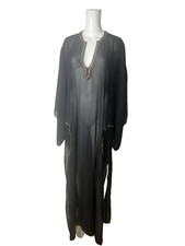 Gideon Oberson Kaftan Dress Size 20 Womens EU 48 Vintage Black Beach Cover
