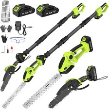 Cordless Pole Hedge Trimmer & Chainsaw Set 2 x 4.0Ah Battery Rechargeable IB2
