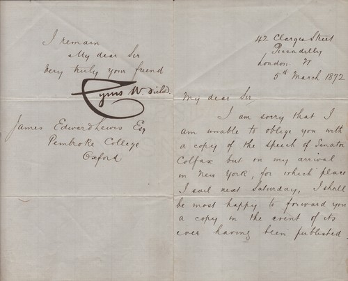 Cyrus field manuscript - cyrus, w.