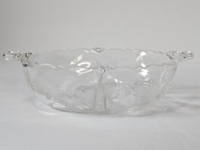 Vintage Heisey Rose Etched Divided Dressing Bowl Relish Dish