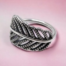 RETIRED Pandora Sterling Silver & Cubic Zirconia Light As A Feather Ring Size 56