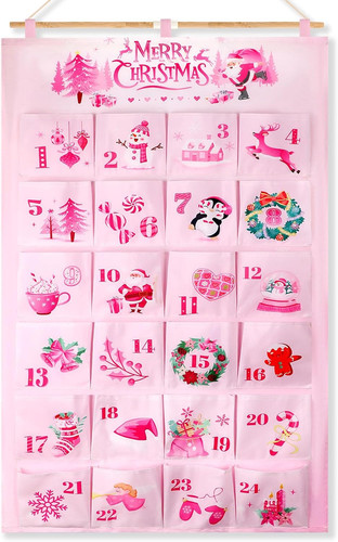 Pink christmas fabric - fabric, advent