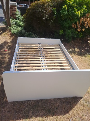 King size bed frame white - bed,
