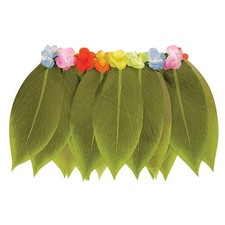 Hula Leaf Skirt With Flowers