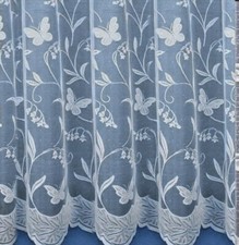 Hawaii Butterfly White Net Curtain 24" upto 90" Drop Sold By the Meter FREE POST