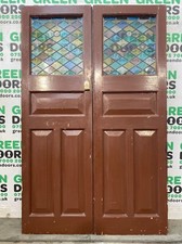 1930S DOOR WITH SIDELIGHTS FRONT STAINED GLASS WOODEN EXTERNAL EXTERIOR ANTIQUE