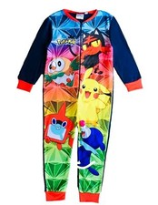 Boys Pokemon 1Onesie One Piece Pyjamas Fleece Pikachu Sleepsuit Age 4-12 Years